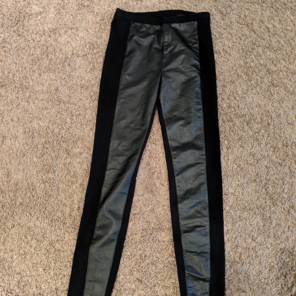 LaurenConrad Black Pants w/Fake Leather Front